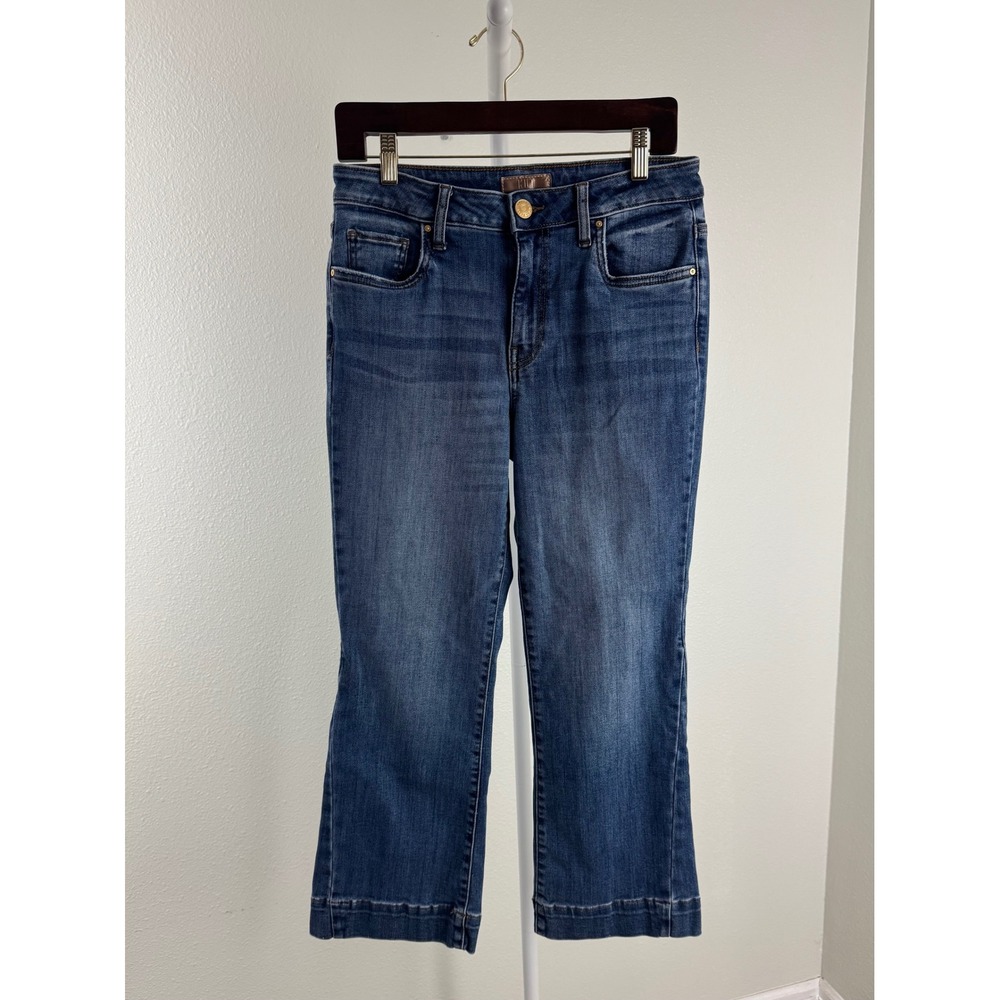 Kut from the Kloth Kelsey High‎ Rise Ankle Flare Cropped Jeans Blue Medium Wash